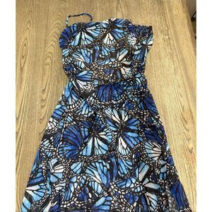 NWT Toluca Gisele Swim Cover Up Dress Maxi Cowl Neck Sheer Butterfly Adonis Sz S